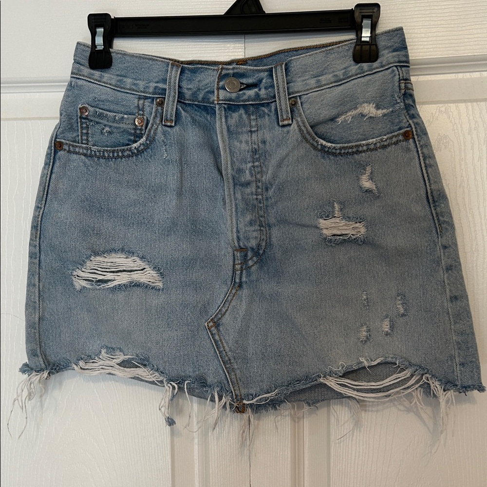Levis Distressed Denim Mini Skirt